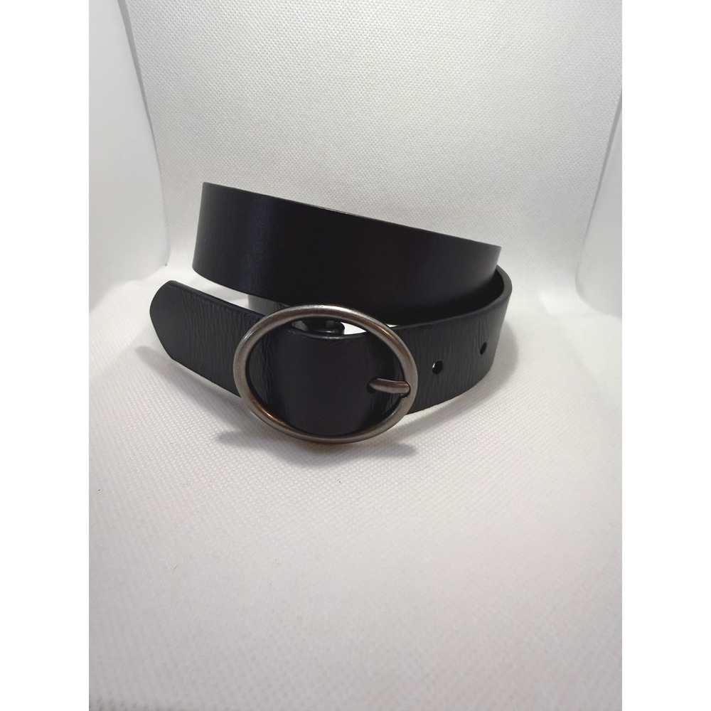 American Eagle Black Genuine Leather Belt Oval Silver Buckle XS 999902660